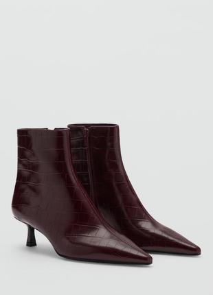 Бордовые ботинки женские на каблуке китен хил zara new