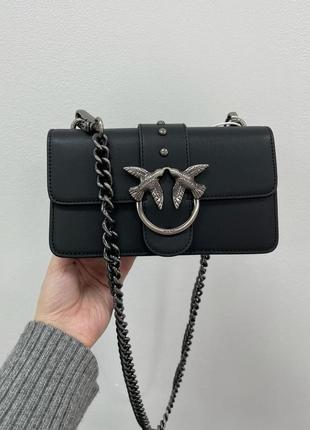 Pinko mini love bag one simply black/black, женская кожаная сумка, женкая кожаная сумка