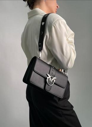 Pinko love classic icon simply black/black, женская кожаная сумка, женткая кожаная сумка2 фото