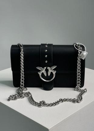 Pinko love classic icon simply black/black, женская кожаная сумка, женткая кожаная сумка4 фото