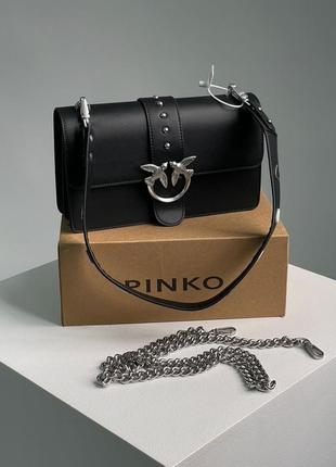 Pinko love classic icon simply black/black, женская кожаная сумка, женткая кожаная сумка5 фото