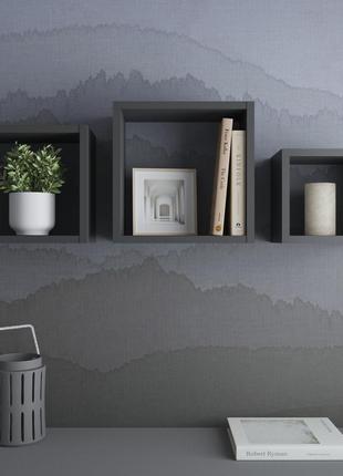 Полки на стену vays, комплект квадратных навесных полок из 3шт m-38