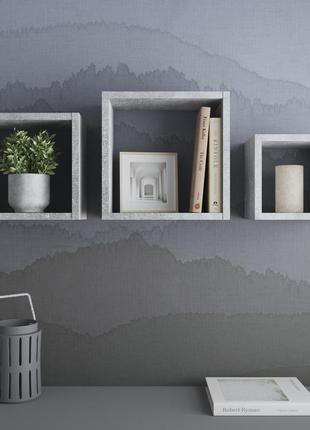 Полки на стену vays, комплект квадратных навесных полок из 3шт m-38