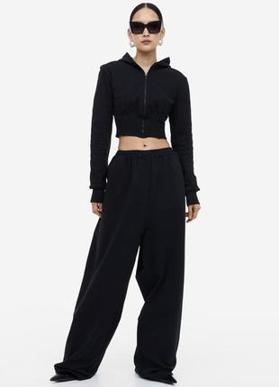 Спортивні штани-палацо на футері h&m divided conscious choice loose fit.