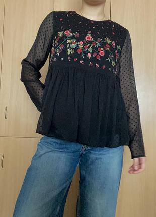 Блуза zara с вышивкой