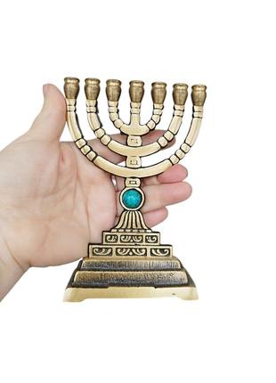 Подсвечник менора с эйлатским камнем