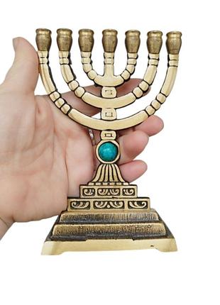 Подсвечник менора с эйлатским камнем