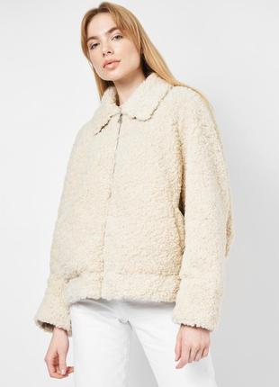 Бомбер тедді куртка мехова zara  беж