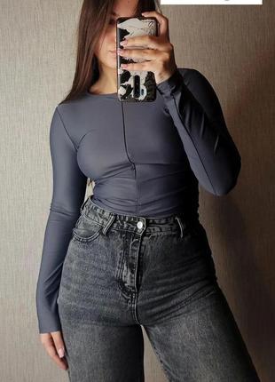 Боди зип на длинный рукав asos