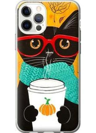 Чехол на iphone 12 осенний кот из пластика fch_0090209