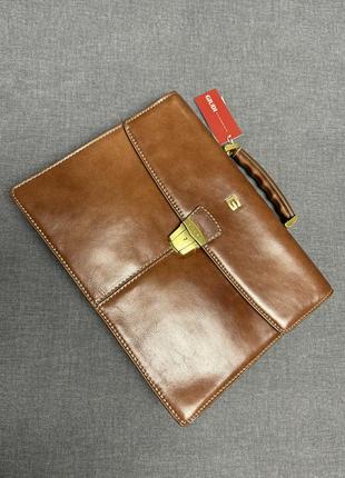 Шкіряний портфель з клапаном giudi 4744/gd02-коричневий