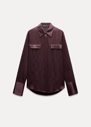 Атласна сорочка zw collection із кишенями zara