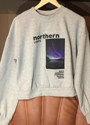 Світшот stradivarius сірий northern lights