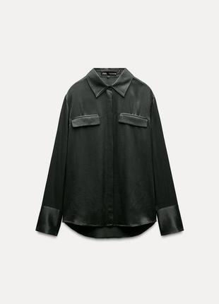 Атласна сорочка zw collection із кишенями zara