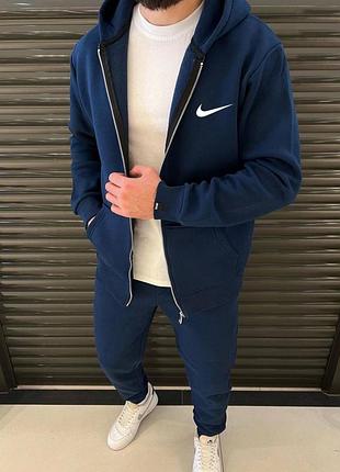 Мужской спортивный теплый костюм на флисе «бренд» молния с капюшоном