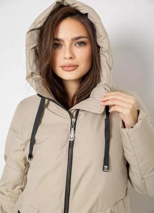 Пуховик подовжений жіночий, колір бежевий, 243r2307