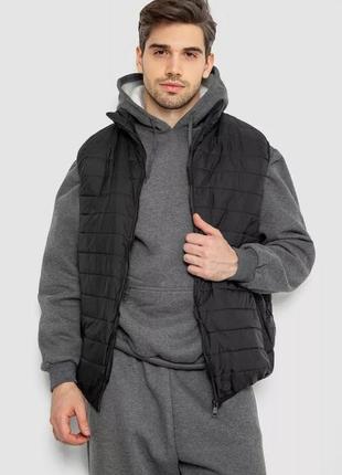 Жилетка чоловіча однотонна, колір чорний, 129r0231