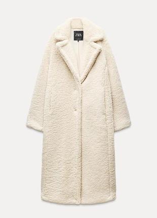 Длинная женская шубка бежевая искусственная овчина zara new