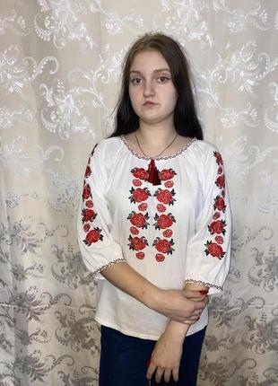 Блуза вишиванка, домоткане полотно