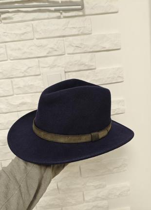 Stetson шляпа федора р. m мужской синий шерстяной фетровый шляпа