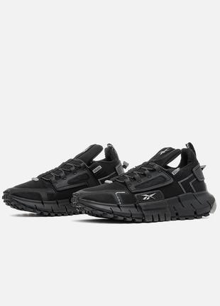 Кроссовки женские / мужские черные осенние весенние летние reebok zig kinetica black