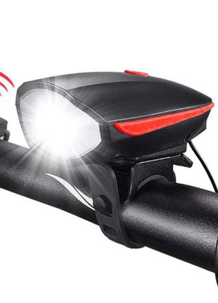Велосипедный звонок + велофара 758/fy-056, 3xaaa, выносная кнопка, долговечный велосипедный фонарь