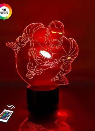 Нічник-світильник 3d "залізна людина 2" 3dtoyslamp 25х15 см cl0027917