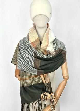 Шарф женский теплый кашемировый карандаш бежевый