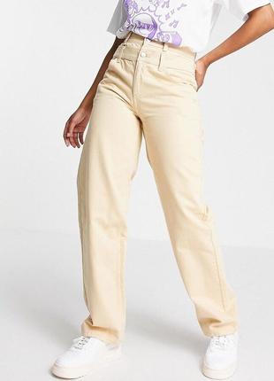 Reclaimed vintage прямые, свободные джинсы бежевого цвета