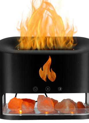 Соляна лампа 3в1 з зволожувачем повітря та нічником, чорна / настільний світильник-аромадифузор