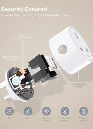 Wi-fi розетка porik mini smart plug работает с alexa, интеллектуальной розеткой google home, дистанционным5 фото