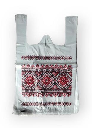 Пакет майка "вишиванка" 30х50см, 16 мкм  (50шт.)