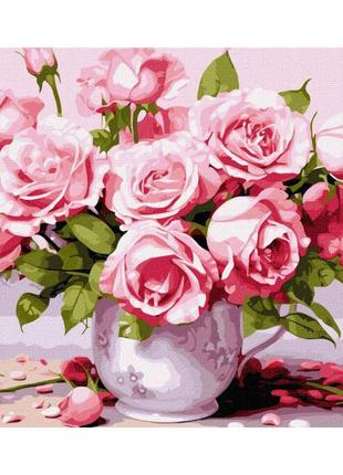 Картина за номерами рожеві троянди kho3254 40х50 найкраща ціна на pokuponline