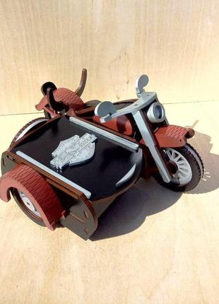 Дерев'яний міні бар байк мотоцикл harley davidson подарунок чоловікові сувенір ручної роботи набір для чоловіка