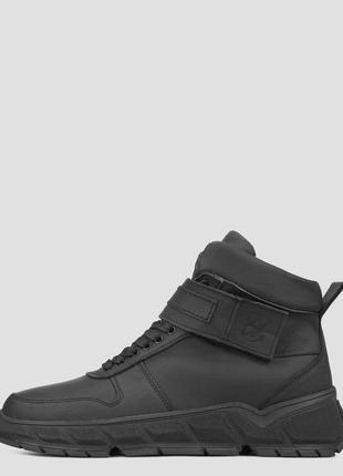 Низькі черевики чоловічі чорні натуральна шкіра україна brexton — розмір 44 (30 см) (модель: brex435mkblack)2 фото