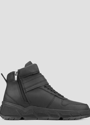 Низькі черевики чоловічі чорні натуральна шкіра україна brexton — розмір 44 (30 см) (модель: brex435mkblack)4 фото