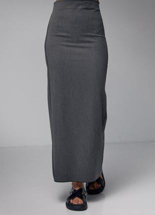 Длинная юбка-карандаш с высоким разрезом - темно-серый цвет, m (есть размеры)