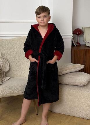 Дитячий теплий халат із капюшоном махра wellsoft