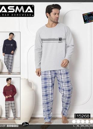 Утепленные батал мужская пижама кофта и брюки/домашний костюм на байке л-4хл. есть цвета ❤️