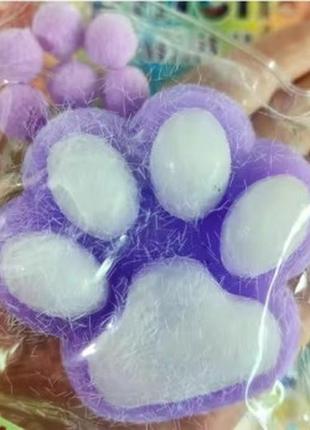 Игрушка таба сквиш антистресс лапка котика 7см меховая сиреневая 712236 lilac knz
