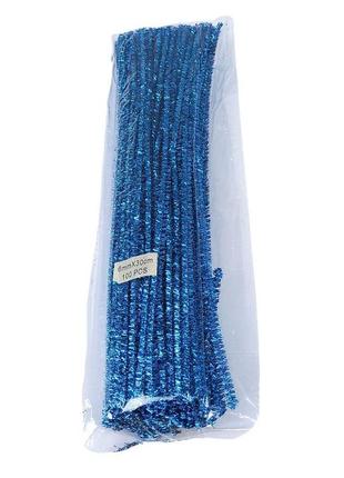 Синельний дріт з блискітками 300 х 6мм синій 100 шт c30058 blue knz