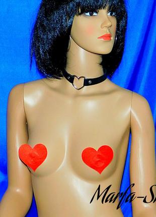 Наклейки на соски сердечки, красные эротические наклейки на грудь сердце, красное сердечко, многоразовые, ms1