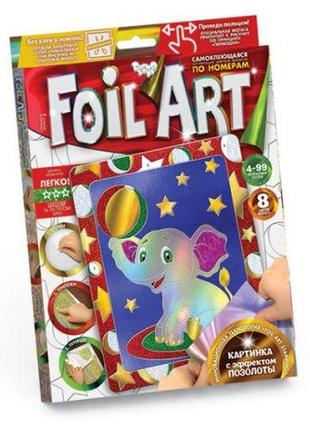 Аппликация разноцветной фольгой "foil art", "слоник"