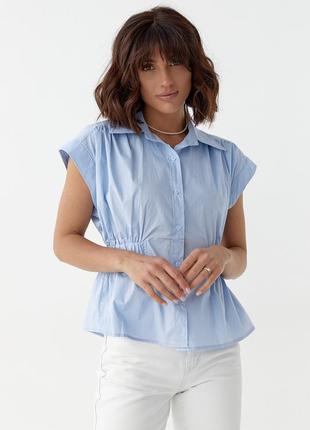 Жіноча сорочка з гумкою на талії — блакитний колір, l (є розміри)5 фото
