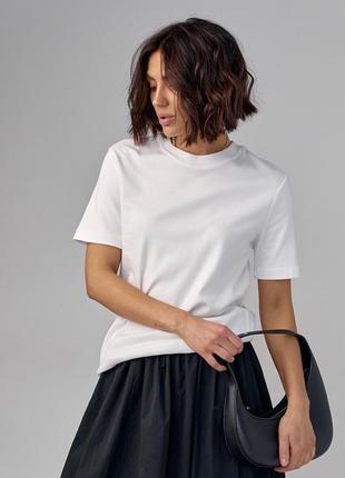 Базовая однотонная женская футболка - молочный цвет, l (есть размеры)
