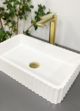 Умывальник накладной vbi florentia 500x300x110мм прямоугольный белый vbi-015000