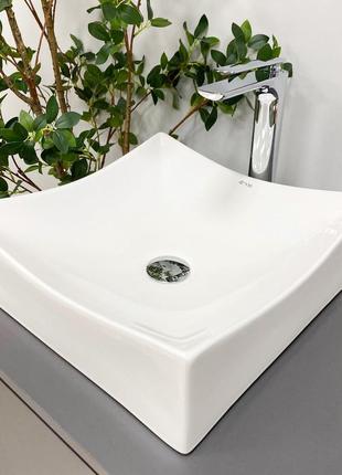 Умывальник накладной vbi viareggio 400x400x130мм квадратный белый vbi-016200
