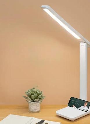 Настольная светодиодная лампа с сенсорным управлением и подставкой для телефона led 869-1 белая