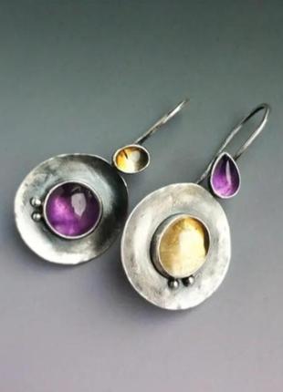 Серьги серьги в этно -стиле серебристые шарики новые