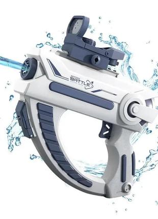 Мощный оригинальный водяной бластер электрический water space gun  с аккумулятором синий